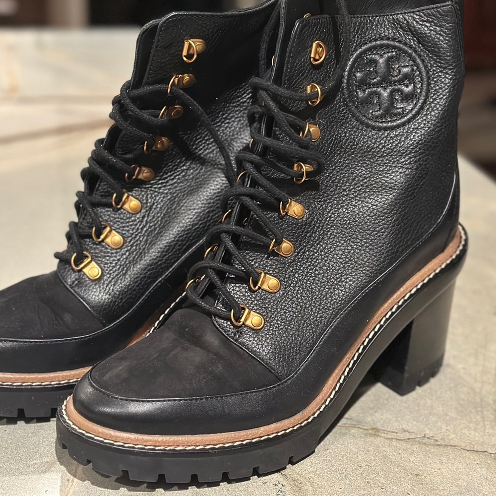 Tory Burch Miller Mixed Material Lug Sole Boot